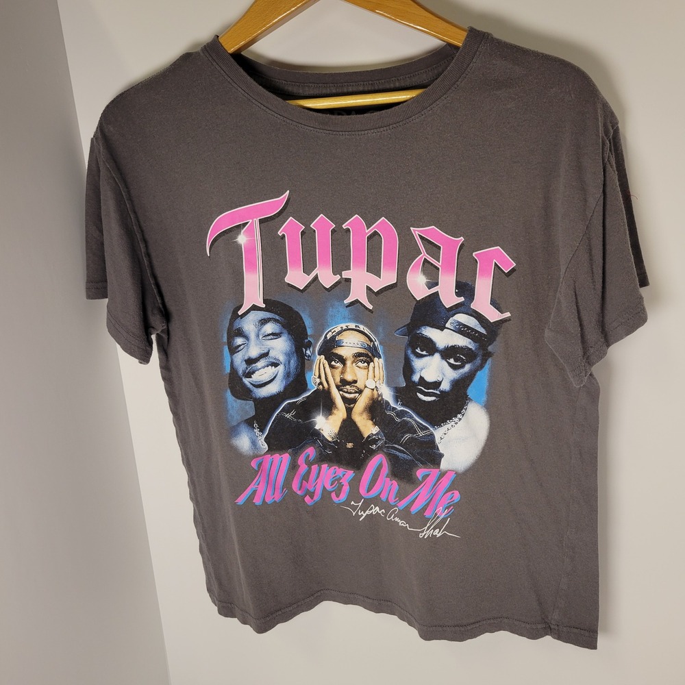 2Pac Tupac All Eyez On Me Graphic T-Shirt Mens Large Gray Short Sleeve Cotton